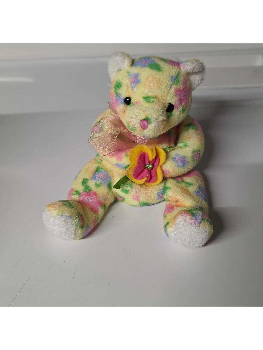 Ty Beanie Baby Bloom the Bear with Flowers 2003 Toy /Stuff/Plush No Hang Tag
